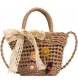 Ladies Lace Messenger Shoulder Bag Woven Bag, Bohemian Flowers Cute Mini Handbag Brown $12.45 Shoulder Bags