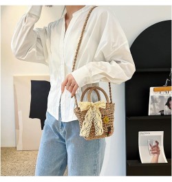 Ladies Lace Messenger Shoulder Bag Woven Bag, Bohemian Flowers Cute Mini Handbag Brown $12.45 Shoulder Bags