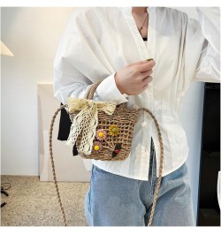 Ladies Lace Messenger Shoulder Bag Woven Bag, Bohemian Flowers Cute Mini Handbag Brown $12.45 Shoulder Bags