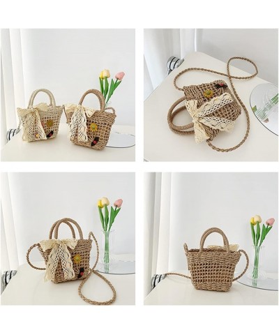 Ladies Lace Messenger Shoulder Bag Woven Bag, Bohemian Flowers Cute Mini Handbag Brown $12.45 Shoulder Bags