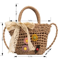 Ladies Lace Messenger Shoulder Bag Woven Bag, Bohemian Flowers Cute Mini Handbag Brown $12.45 Shoulder Bags