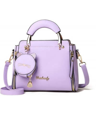 Women Handbag And Purses Crossbody Bag Cute Small Shoulder Bags Pu Leather Tote Handle Bags With Cute Coin Purse Purple $19.7...