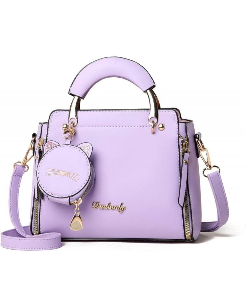 Women Handbag And Purses Crossbody Bag Cute Small Shoulder Bags Pu Leather Tote Handle Bags With Cute Coin Purse Purple $19.7...