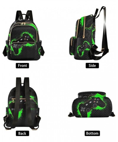 Women Backpack Vintage Game Joystick Cool Green Anti-Theft Travel Backpack with Luggage Belt Lightweight Handbag Lady Purse R...