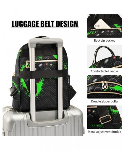 Women Backpack Vintage Game Joystick Cool Green Anti-Theft Travel Backpack with Luggage Belt Lightweight Handbag Lady Purse R...