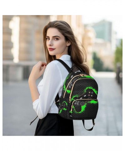 Women Backpack Vintage Game Joystick Cool Green Anti-Theft Travel Backpack with Luggage Belt Lightweight Handbag Lady Purse R...