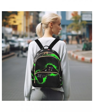 Women Backpack Vintage Game Joystick Cool Green Anti-Theft Travel Backpack with Luggage Belt Lightweight Handbag Lady Purse R...