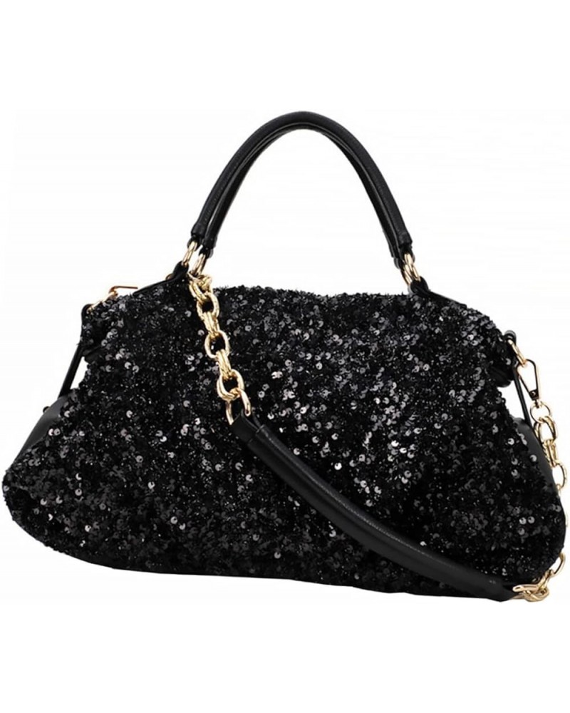 2 Pcs Sequin Tote Shoulder Bag Black Handbag Chic Crossbody Bag Women Bag Ladies Hand Bags Lady Bag Tote Black $12.67 Crossbo...