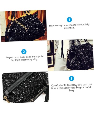 2 Pcs Sequin Tote Shoulder Bag Black Handbag Chic Crossbody Bag Women Bag Ladies Hand Bags Lady Bag Tote Black $12.67 Crossbo...