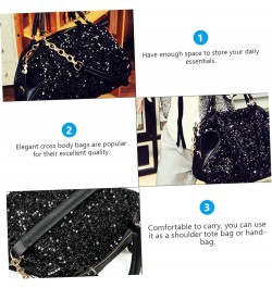 2 Pcs Sequin Tote Shoulder Bag Black Handbag Chic Crossbody Bag Women Bag Ladies Hand Bags Lady Bag Tote Black $12.67 Crossbo...