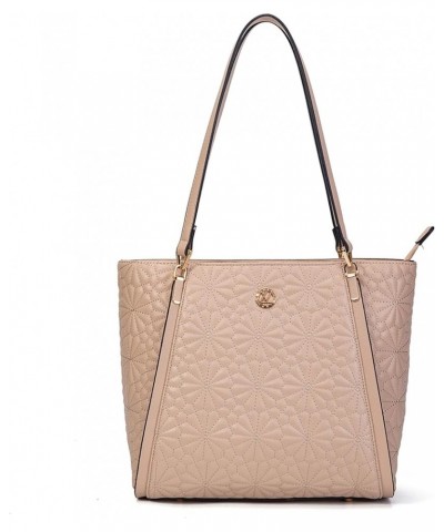 Handbag Set - Women's Tote, Crossbody, and Wallet - with Floral Motif Quilting Cream $20.00 Totes