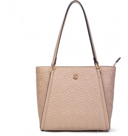 Handbag Set - Women's Tote, Crossbody, and Wallet - with Floral Motif Quilting Cream $20.00 Totes