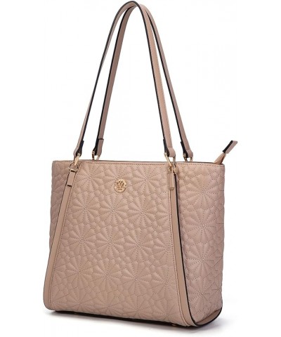 Handbag Set - Women's Tote, Crossbody, and Wallet - with Floral Motif Quilting Cream $20.00 Totes