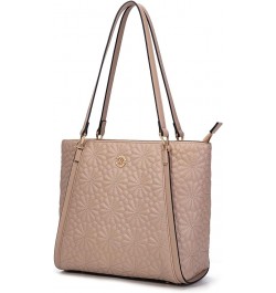 Handbag Set - Women's Tote, Crossbody, and Wallet - with Floral Motif Quilting Cream $20.00 Totes