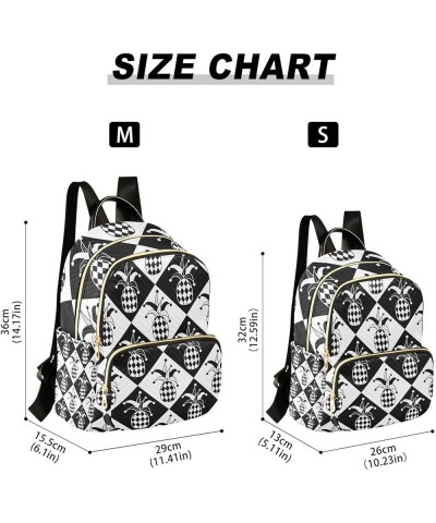 Women Backpack Chercker Pineapple Black White Anti-Theft Travel Backpack with Luggage Belt Lightweight Handbag Lady Purse Roo...