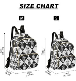 Women Backpack Chercker Pineapple Black White Anti-Theft Travel Backpack with Luggage Belt Lightweight Handbag Lady Purse Roo...