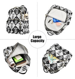 Women Backpack Chercker Pineapple Black White Anti-Theft Travel Backpack with Luggage Belt Lightweight Handbag Lady Purse Roo...