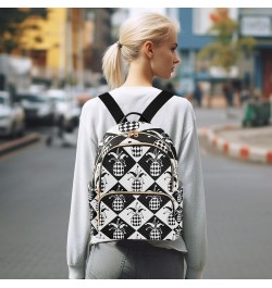 Women Backpack Chercker Pineapple Black White Anti-Theft Travel Backpack with Luggage Belt Lightweight Handbag Lady Purse Roo...