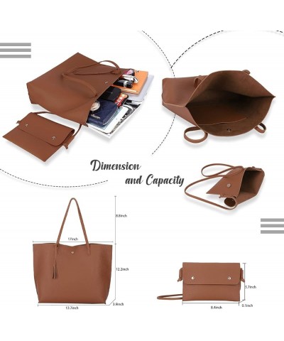 Women's Faux PU Leather Tote Shoulder Purses Bag for women, Big Capacity Tassel Handbag 1kl5386-brown8002-1 $10.75 Totes