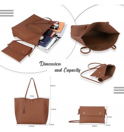 Women's Faux PU Leather Tote Shoulder Purses Bag for women, Big Capacity Tassel Handbag 1kl5386-brown8002-1 $10.75 Totes