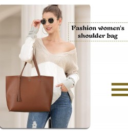 Women's Faux PU Leather Tote Shoulder Purses Bag for women, Big Capacity Tassel Handbag 1kl5386-brown8002-1 $10.75 Totes