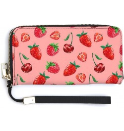 Cherry, Strawberry Women's Travel Wallet Zip Around Wristlet Purse Clutch Phone Handbag $22.79 Wristlets