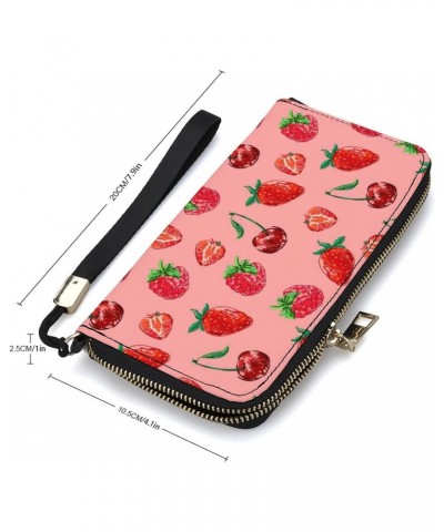 Cherry, Strawberry Women's Travel Wallet Zip Around Wristlet Purse Clutch Phone Handbag $22.79 Wristlets