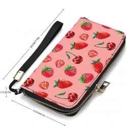 Cherry, Strawberry Women's Travel Wallet Zip Around Wristlet Purse Clutch Phone Handbag $22.79 Wristlets