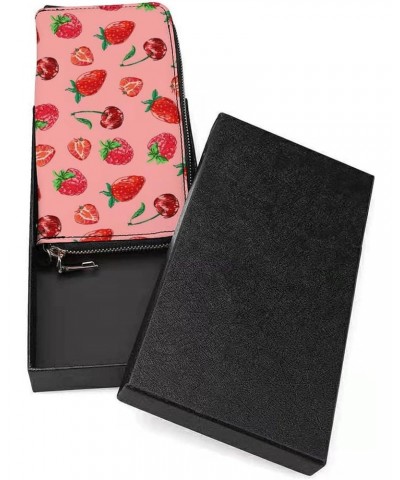 Cherry, Strawberry Women's Travel Wallet Zip Around Wristlet Purse Clutch Phone Handbag $22.79 Wristlets