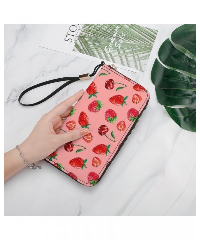 Cherry, Strawberry Women's Travel Wallet Zip Around Wristlet Purse Clutch Phone Handbag $22.79 Wristlets