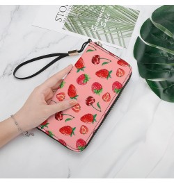 Cherry, Strawberry Women's Travel Wallet Zip Around Wristlet Purse Clutch Phone Handbag $22.79 Wristlets