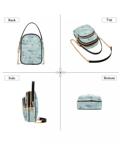 Chain Crossbody Bags for Women Sea Animals Fish Quilted Shoulder Crossbody Handbags Travel Cross Body Cell Phone Purses Bags ...