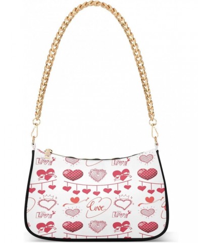 Love Hearts Womens Shoulder Bag for Women Hobo Tote Handbag Gold Chain Crossbody Bag with Zipper Clutch Purse Handbags $11.76...