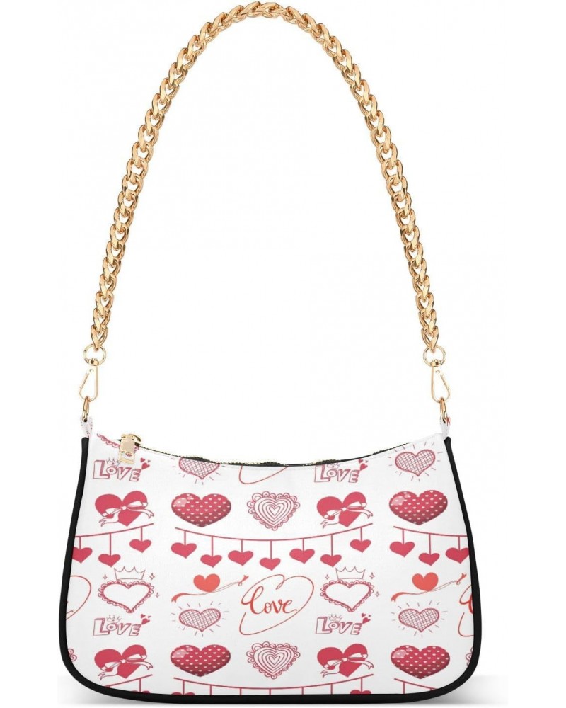 Love Hearts Womens Shoulder Bag for Women Hobo Tote Handbag Gold Chain Crossbody Bag with Zipper Clutch Purse Handbags $11.76...