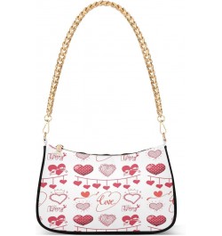 Love Hearts Womens Shoulder Bag for Women Hobo Tote Handbag Gold Chain Crossbody Bag with Zipper Clutch Purse Handbags $11.76...