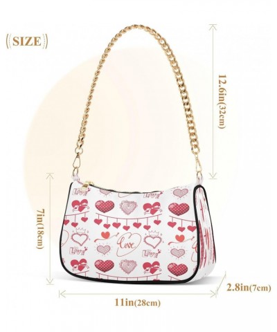 Love Hearts Womens Shoulder Bag for Women Hobo Tote Handbag Gold Chain Crossbody Bag with Zipper Clutch Purse Handbags $11.76...