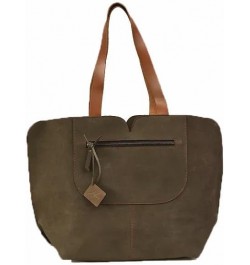 Women's Oversized Dark Brown Handcrafted Genuine Leather Tote Bag $56.70 Totes