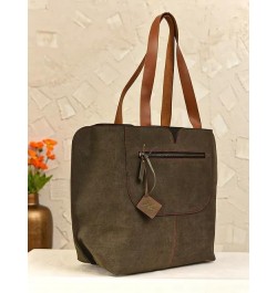 Women's Oversized Dark Brown Handcrafted Genuine Leather Tote Bag $56.70 Totes