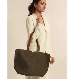 Women's Oversized Dark Brown Handcrafted Genuine Leather Tote Bag $56.70 Totes