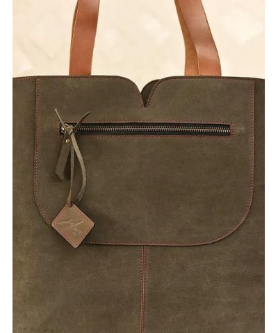 Women's Oversized Dark Brown Handcrafted Genuine Leather Tote Bag $56.70 Totes