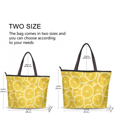 QMXO Summer Fruit Yellow Lemon Print Handbags and Purse for Women Tote Bag Large Capacity Top Handle Shopper Shoulder Bag $9....