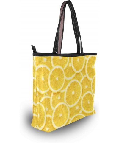 QMXO Summer Fruit Yellow Lemon Print Handbags and Purse for Women Tote Bag Large Capacity Top Handle Shopper Shoulder Bag $9....