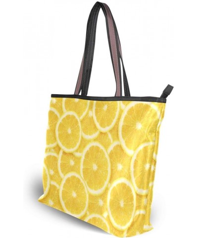 QMXO Summer Fruit Yellow Lemon Print Handbags and Purse for Women Tote Bag Large Capacity Top Handle Shopper Shoulder Bag $9....