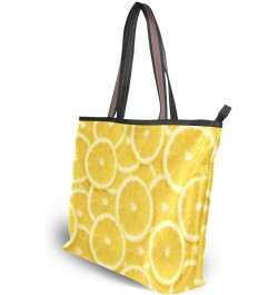 QMXO Summer Fruit Yellow Lemon Print Handbags and Purse for Women Tote Bag Large Capacity Top Handle Shopper Shoulder Bag $9....