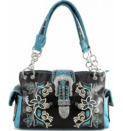 Embroidery Floral Silver Cross Concealed Carry Handbag Purse Wallet Dark Brown Turquoise Handbag $24.81 Shoulder Bags