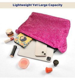 Gradient Color Women Designer Hobo Bags, Furry Tote Women Single Shoulder Bag Hot Pink Glitter $8.82 Totes