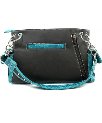 Embroidery Floral Silver Cross Concealed Carry Handbag Purse Wallet Dark Brown Turquoise Handbag $24.81 Shoulder Bags