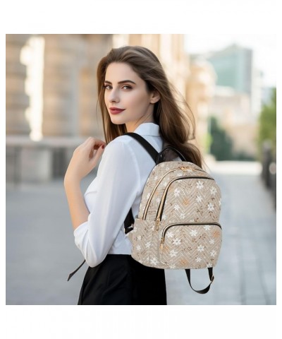 Light Brown Lovely Flower Fashion Backpack Purse for Women, Casual Daypacks, Ladies Gift for Traveling Hiking Multicolor Smal...