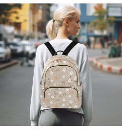 Light Brown Lovely Flower Fashion Backpack Purse for Women, Casual Daypacks, Ladies Gift for Traveling Hiking Multicolor Smal...