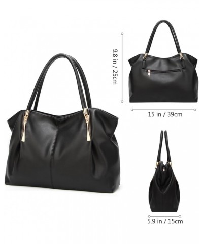 PU Leather Ladies Satchel Tote Bag Shoulder Bags Handbags for Women, Gold Black $33.48 Totes